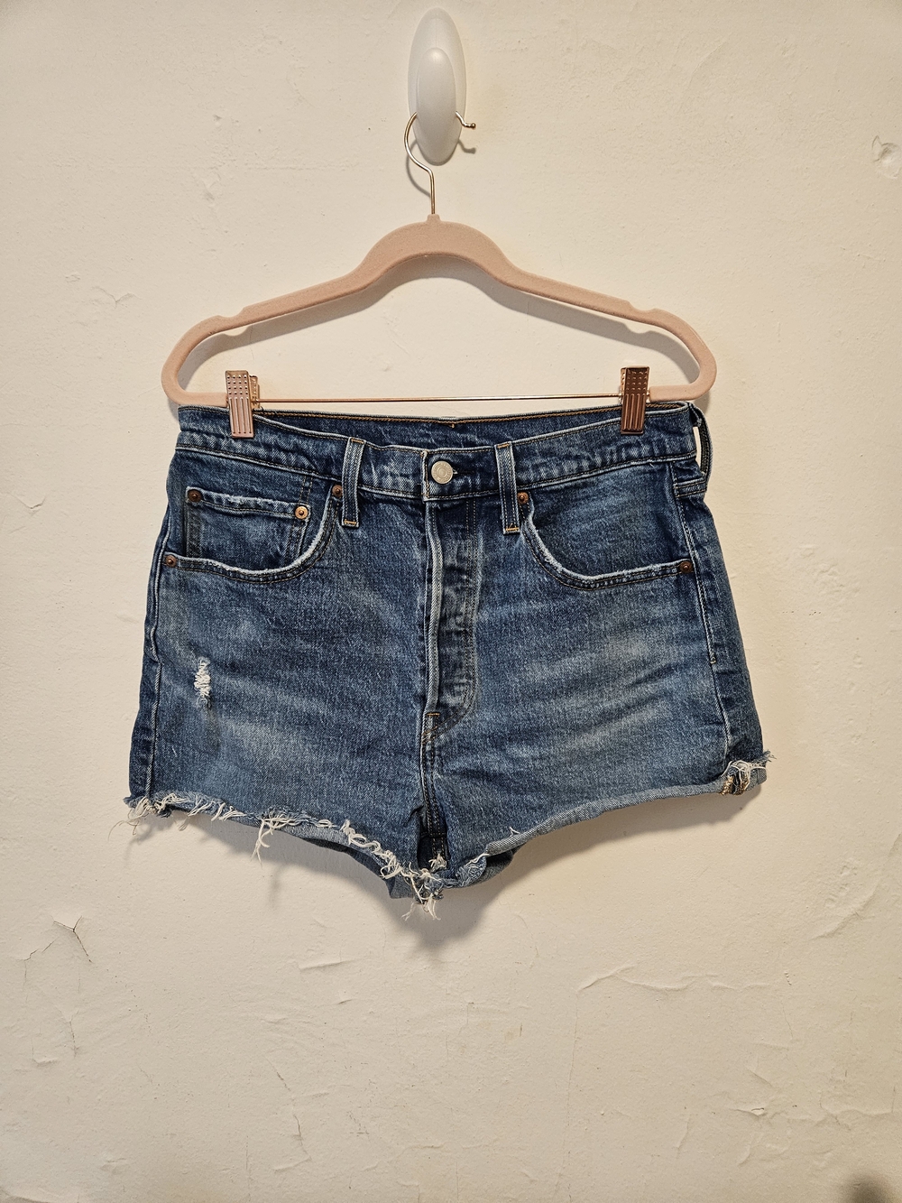 Levi's Distressed Medium Blue Denim Cutoff Shorts W30